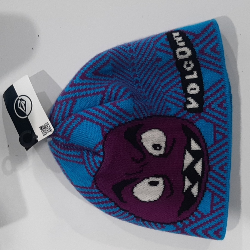 Volcom Purple and Blue Graphic Beanie